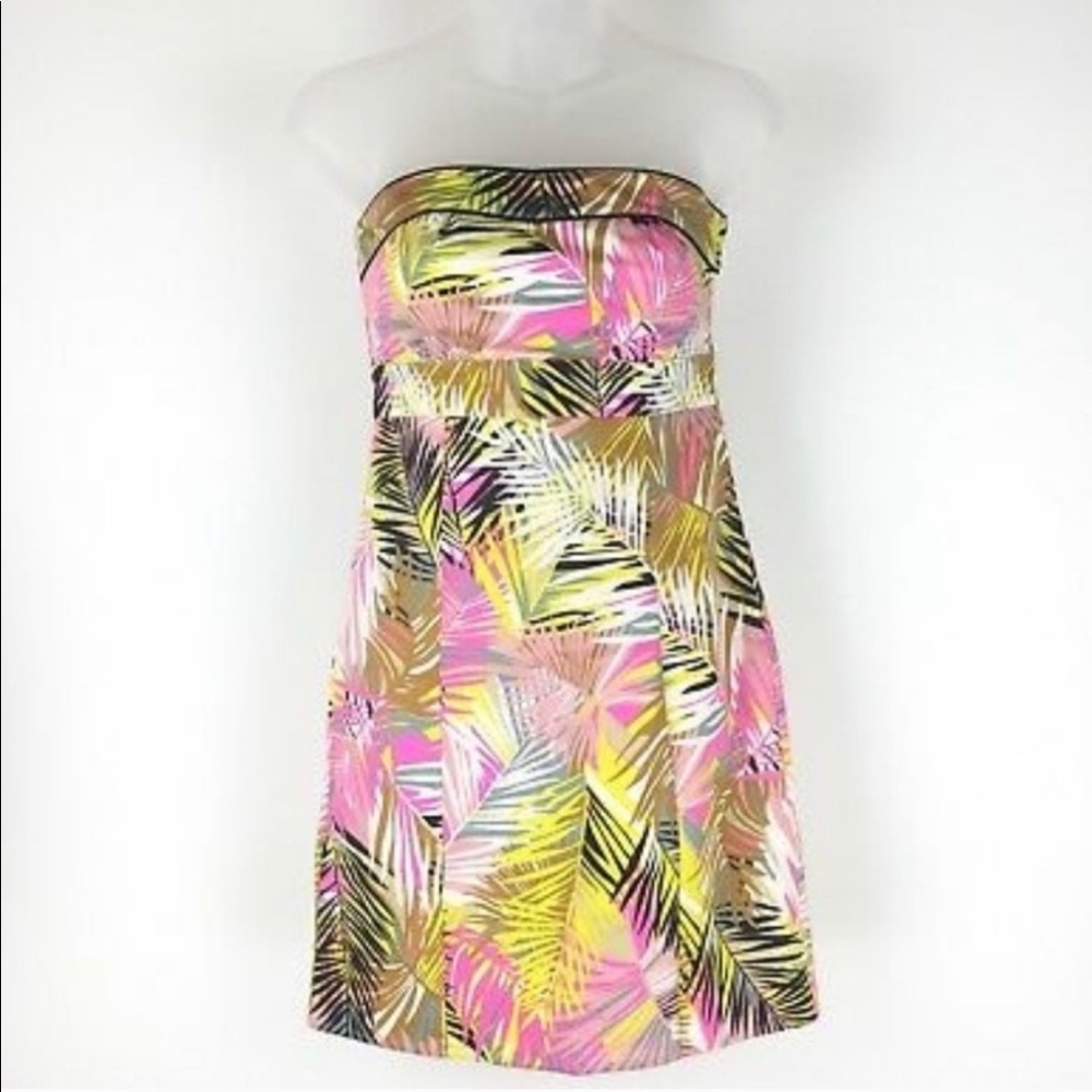 H&M Bright Tropical Strapless Mini Dress Size 6